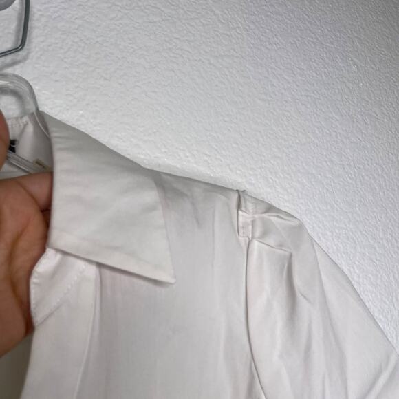 Tahari Womens Top Size Small White Short Sleeve Collared Button Front Blouse - Picture 12 of 15